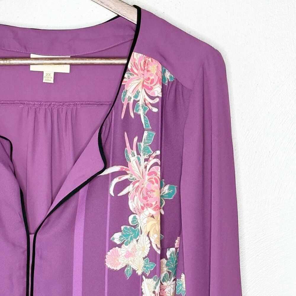 Modcloth Long Sleeve Floral Print Polyester Blouse - NWOT - Women’s US 2X - Picture 4 of 9